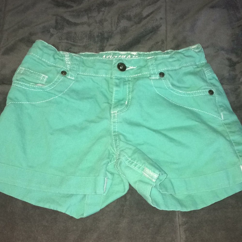 Mint green jean shorts